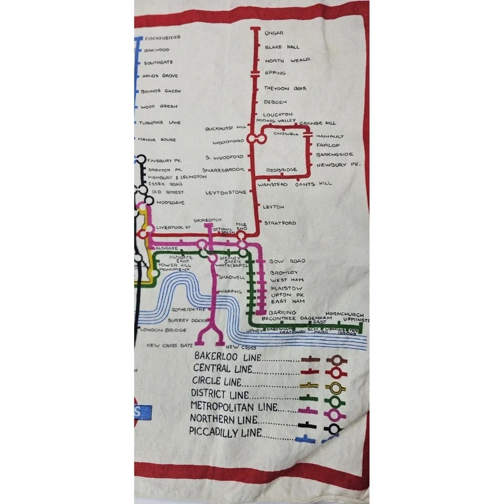Vintage London Underground Map‎ Tea Towel Linen Lamont Ireland Railways